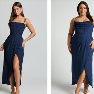 Showpo Andrina Midi dress- high low wrap corset